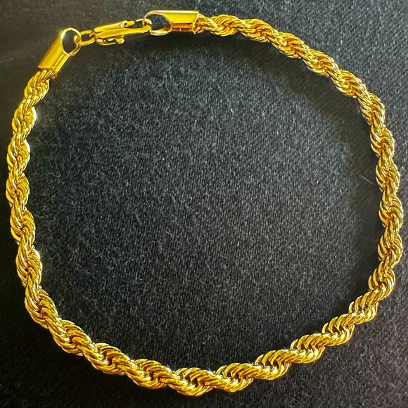New Thick 14K Solid Gold filled rope chain bracelet 8 in tall unisex men women - Picture 8 of 8